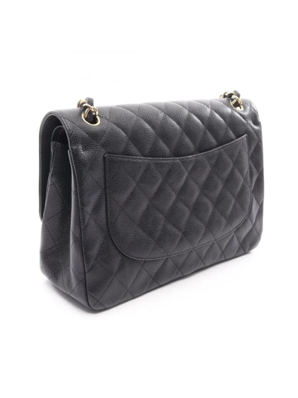 Chanel Shoulder Bag Deca Quilted 30 Classic Large Double Flap Black Calf Chain